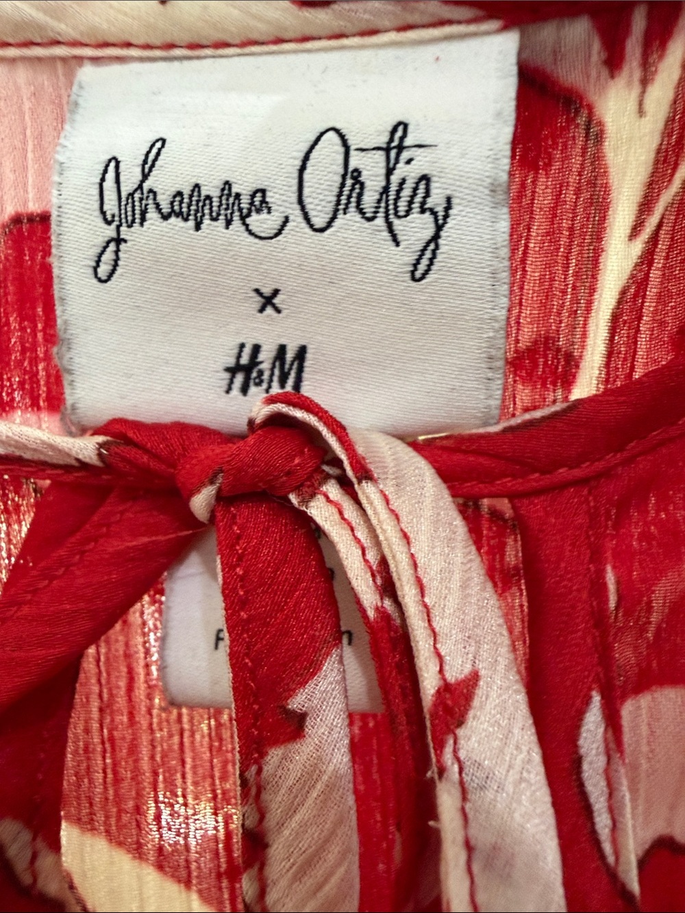 Johanna Ortiz &H&M Red and White Floral Pleated Maxi Dress size M - Picture 5 of 8